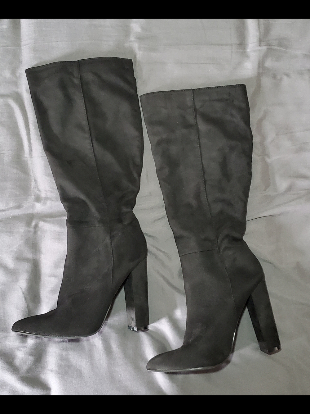 Fashion Nova Black Knee-High Block Heel Boots